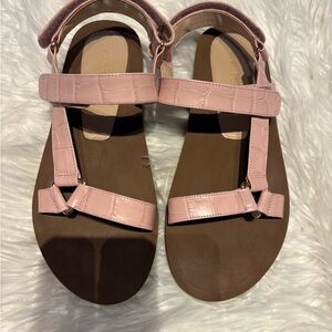 Stuart Weitzman Vail Croc Leather Slingback Sandals Pink NEW Women’s Size 10